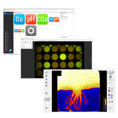 Screens of VisiSens™ ScientifiCal software to control the VisiSens TD imaging system