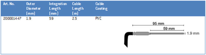 Technische Daten des Pt100 Temperatursensors für Optrode Dual