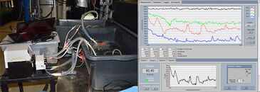 Picture of experimental set-up and live view of oxygen measurement data