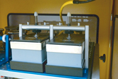 SDR SensorDish® Readers with deep well OxoDish (left) and HydroDish (right) on the System Duetz clamp system