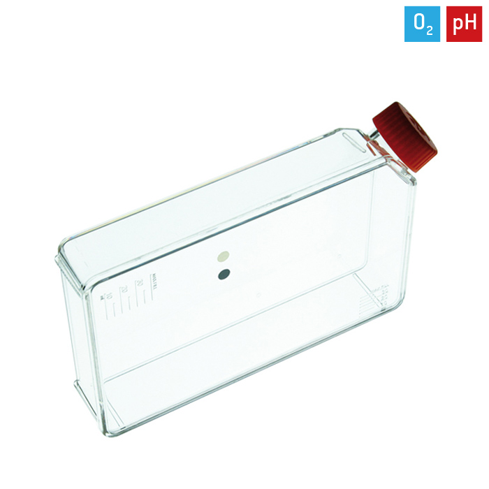 Zellkulturflasche mit integriertem Sauerstoff- und pH-Sensor CFS-HP5-PSt3