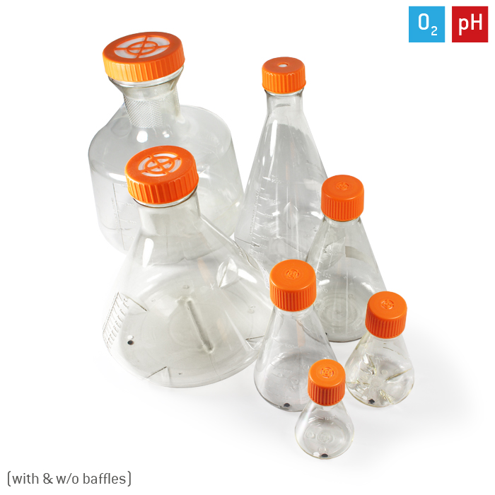 SFS SensorFlasks single-use Erlenmeyer flasks with integrated O2 and pH sensors